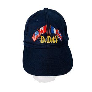 VTG AMCAP Mens D Day Flags of Allies Baseball Cap Hat  WW2 Black Vet Embroidered